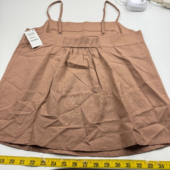 State of Day Linen Blend Sleeveless Pajamas Set Natural Umber Brown S - Picture 4 of 11